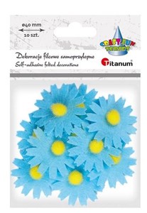 Obrazek Filcowe dekoracje 3D kwiaty niebieskie 10szt