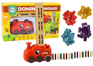 Bild von Auto czerwony dinozaur na baterie układające domin