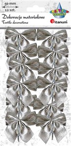 Obrazek Kokarda materiałowa 50mm 12szt srebrna