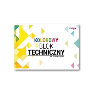 Obrazek Blok techniczny kolorowy A4/10K (10szt) STRIGO