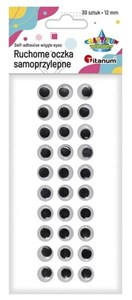 Obrazek Oczy samoprzylepne bez rzęs 12mm okrągłe 30szt
