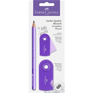 Bild von Zestaw Jumbo Sparkle Pearly&Sleeve (ołówek, temperówka, gumka) - fioletowy