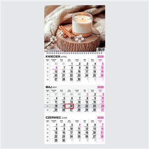 Bild von Kalendarz 2026 trójdzielny spirala Świeczka