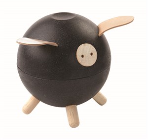 Obrazek Drewniana skarbonka świnka czarny