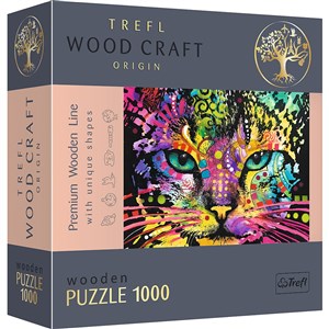 Obrazek Puzzle Drewniane 1000 Kolorowy kot