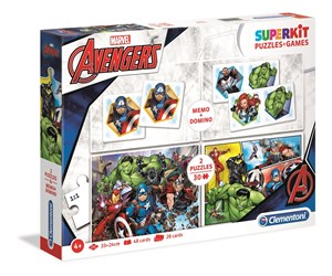 Obrazek Superkit Avengers 4 w 1 Puzzle 2x30 +Memo +Domino
