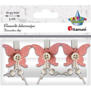 Bild von Ozdoba drewniana Klamerki motyle 3szt