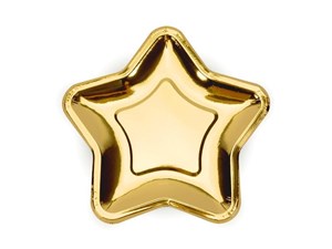 Obrazek Talerzyki gwiazdki złote 18cm 6szt