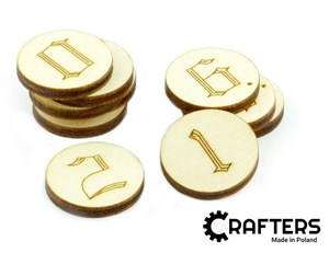 Obrazek Znaczniki drewniane okgrągłe cyfry 22x3mm 10szt