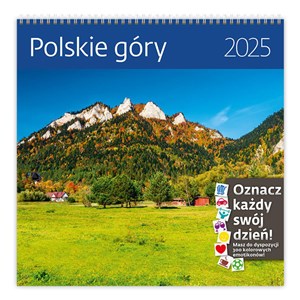 Obrazek Kalendarz 2025 30x30 Polskie Góry miesięczny, na spirali, wiszący, z naklejkami