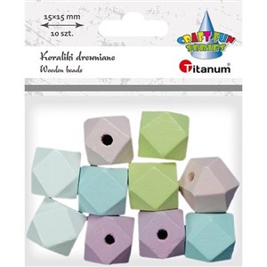 Obrazek Koraliki drewniane kostki ścięte pastel 10szt