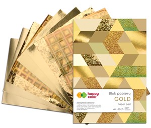 Obrazek Blok Happy Color A4 10 wzorów gold 10 arkuszy 150-230g