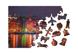 Bild von Drewniane puzzle z figurkami Amsterdam by Night L