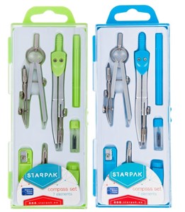 Obrazek Cyrkiel metalowy + zestaw kreślarski 7el.