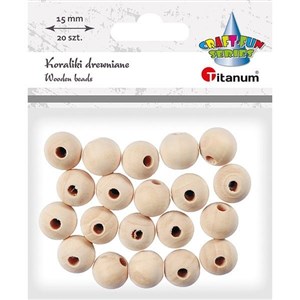 Obrazek Koraliki drewniane okrągłe 20szt