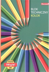 Obrazek Blok techniczny A4/10K kolor 190g (5szt)