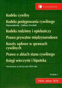 Obrazek Kodeks cywilny Kodeks postępowania cywilnego Kodeks rodzinny i opiekuńczy Prawo prywatne międzynarodowe Koszty sądowe w sprawach cywilnych Prawo o aktach stanu cywilnego Księgi wieczyste i hipoteka