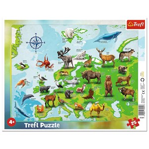 Bild von Puzzle 25 ramkowe Mapa Europy ze zwierzętami