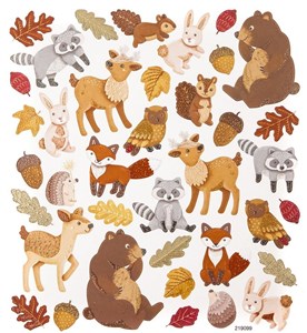 Bild von Naklejki brokatowe leśne zwierzaki 38szt
