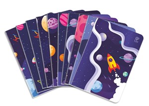 Obrazek Zeszyt A5 32k 3-linia kolorowa In Space pakiet 10 sztuk