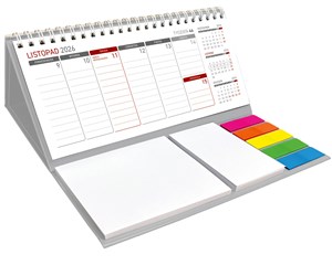 Obrazek Kalendarz 2026 z notesem tygodniowy spiralowany SZARY KB 044B SZARY