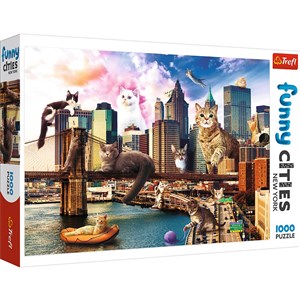 Obrazek Puzzle Funny Cities - Koty w Nowym Jorku 1000