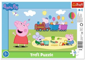 Obrazek Puzzle 15 Ramkowe Wesoły pociąg Peppa Pig 31406