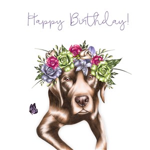 Obrazek Karnet Swarovski kwadrat CL0326 Pies z kwiatami