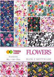 Bild von Blok Happy Color z motywami FLOWERS A4 15 arkuszy 80g/m2, 25 motywów