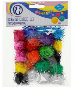 Obrazek Pompony dekoracyjne 30mm - Brokatowe ASTRA