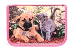 Obrazek Piórnik z 2 klapkami Pets różowy