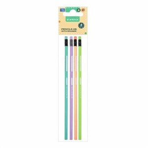 Obrazek Ołówek z gumką HB trójkątny pastel 4szt