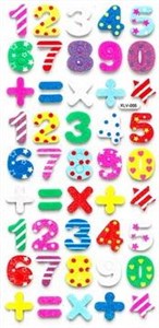 Obrazek Naklejki piankowe brokatowe Cyfry 45szt