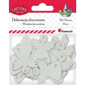 Obrazek Drewniane anioły ażurowe białe 15szt