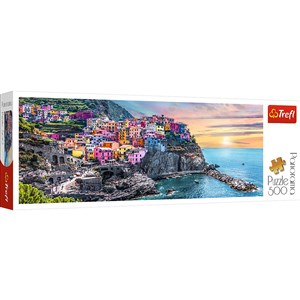 Obrazek Puzzle 500 panoramiczne Vernazza o zachodzie słońca Włochy 29516