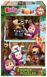 Obrazek Puzzle 2x25 Masza i Niedźwiedź (drewniane) G3