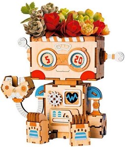 Obrazek Puzzle Drewniane 3D Doniczka Robot