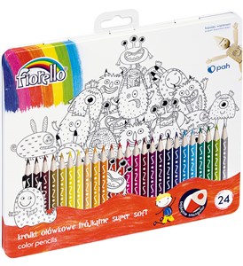 Obrazek Kredki Fiorello Super Soft 24 kolory metalowe pudełko