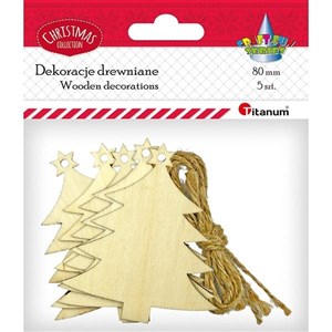 Obrazek Drewniane zawieszki choinki 5szt