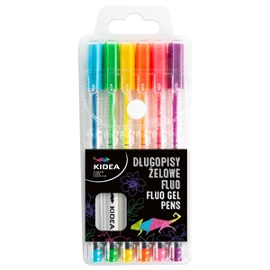 Obrazek Długopisy żelowe fluo Kidea 6 kolorów