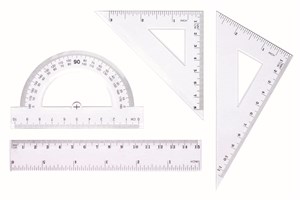 Obrazek Zestaw geometryczny z linijką Tetis 15 cm