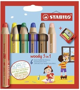 Bild von Kredki drewniane STABILO Woody 3w1 temperówka 6 kolorów