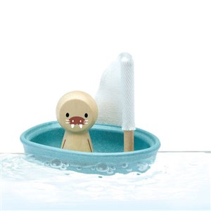 Obrazek Żaglówka z morsem, zabawka do kąpieli, Plan Toys - Modern Rustic