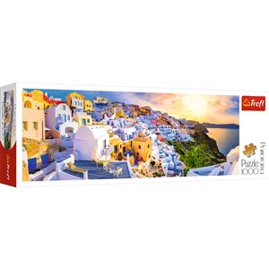 Bild von Puzzle 1000 panorama Zachód słońca na Santorini Grecja 29054