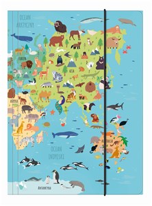 Bild von Teczka A4 z gumką Mapa Świata zwierzęta