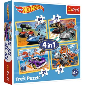 Obrazek Puzzle 4w1 Pojazdy Hot Wheels 34627