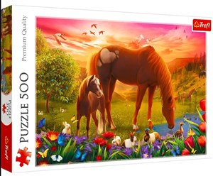 Obrazek Puzzle Konie na łące 500