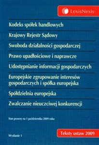Obrazek Kodeks Spółek Handlowych Krajowy Rejestr Sądowy Swoboda działalności gospodarczej Prawo upadłościowe i naprawcze Udostępnienie informacji gospodarczych Europejskie zgrupowanie interesów gospodarczych i spółka europejska Spółdzielnia europejska