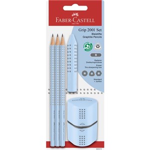 Bild von Zestaw Grip 2001 błękitny Faber-Castell 3 ołówki +gumka+temperówka blister