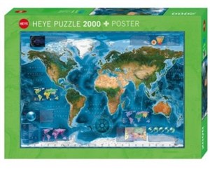 Obrazek Puzzle 2000 Satelitarna mapa świata Puzzle+plakat